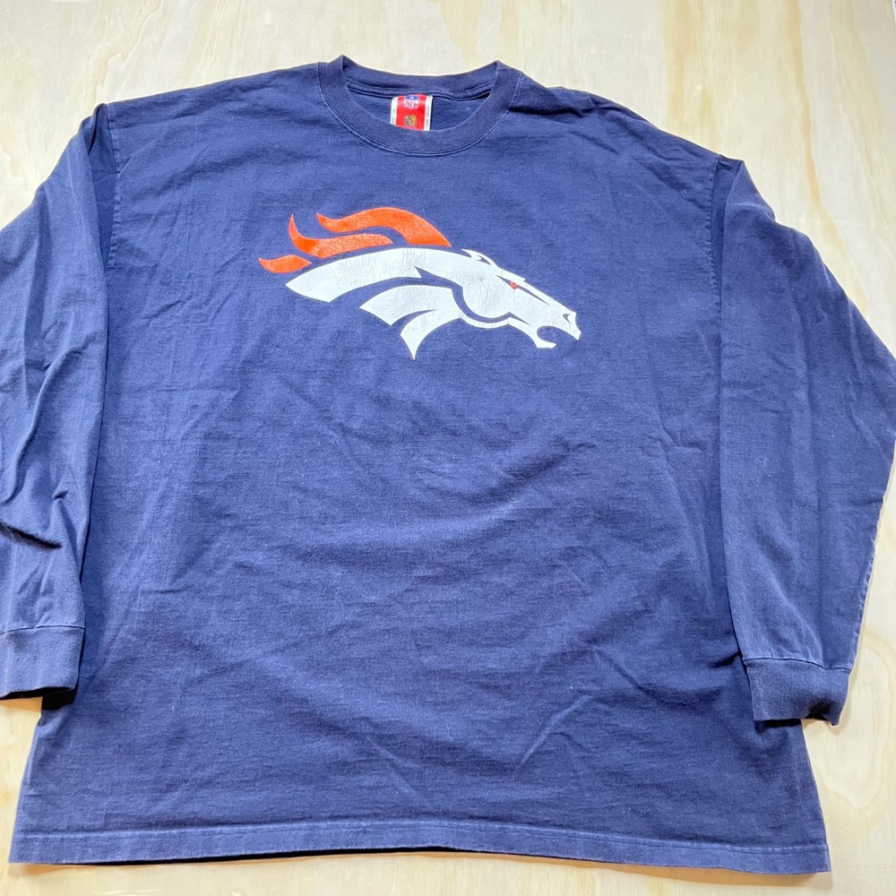 Vtg Denver Broncos NFL Long Sleeve T Shirt Mens XXL Navy Blue NFL Players